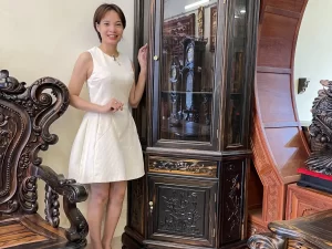 tủ rượu góc gỗ mun hoa (350)
