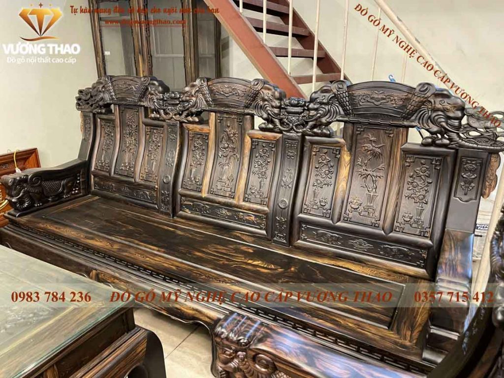 Phòng Khách gỗ Mun kiểu mẫu ghế dài