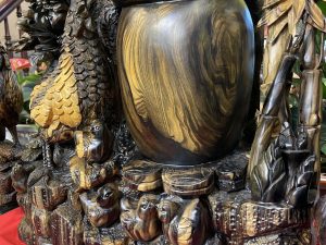 Tượng Gia Đình Gà gỗ Mun hoa 4