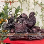 Tượng Gia Đình Gà gỗ Trắc (788)