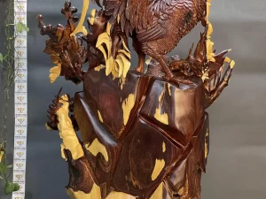 tượng gia đình gà gỗ cẩm lai (255)