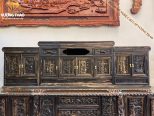 Kệ Tivi phòng khách Mõ Đồng Tiền gỗ Mun