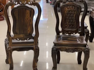 bàn ghế ăn louis quả trám gỗ mun hoa (2019)
