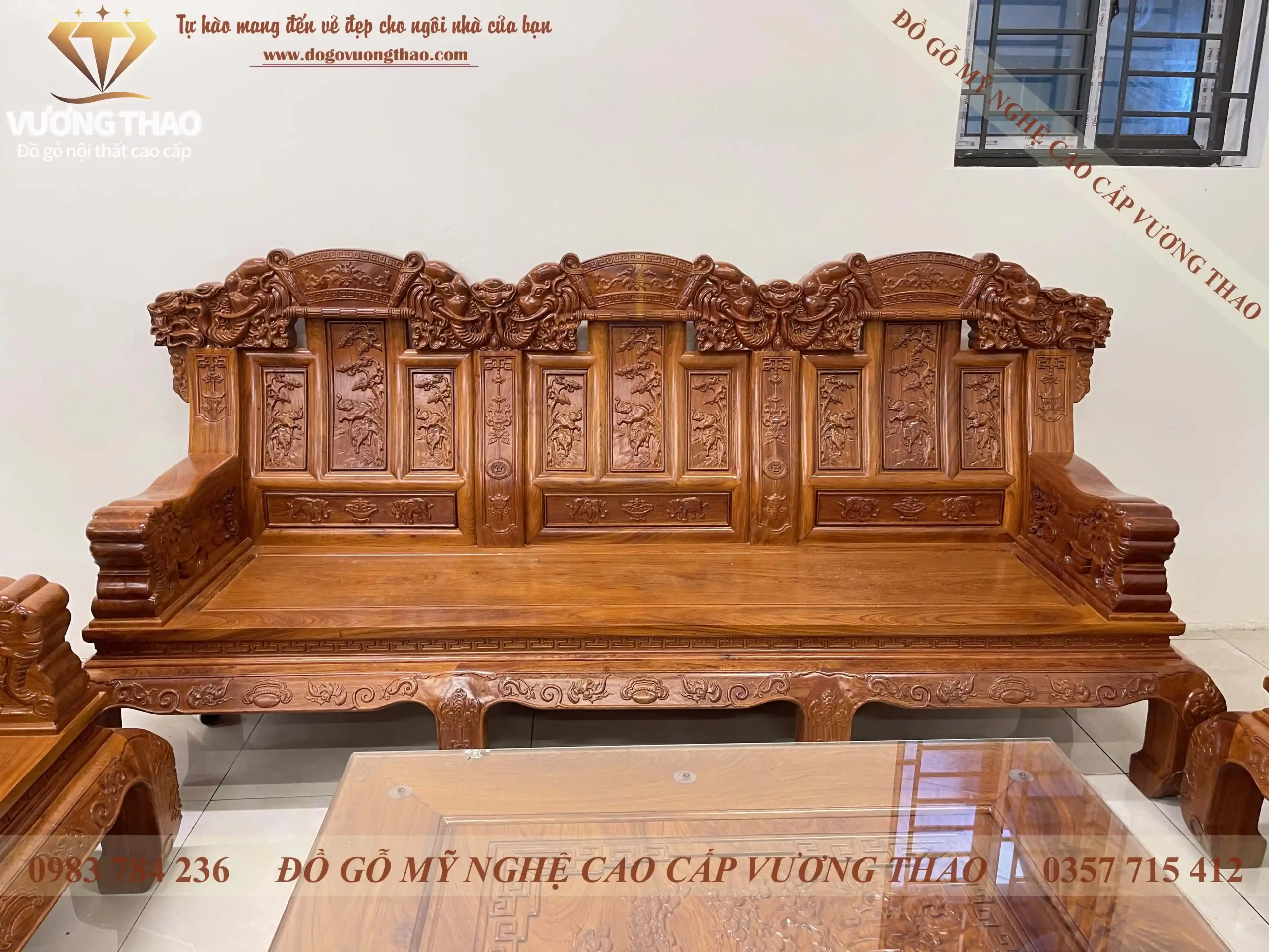 bộ bàn ghế khánh voi gỗ hương đá (1607)