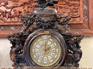 đồng hồ tứ linh gỗ mun hoa (1170)