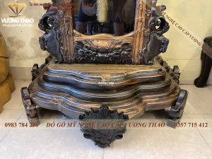 đồng hồ tứ linh gỗ mun hoa (1172)