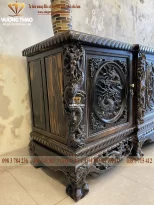 kệ tivi Rồng Phượng gỗ Mun hoa 3m2 (1158)