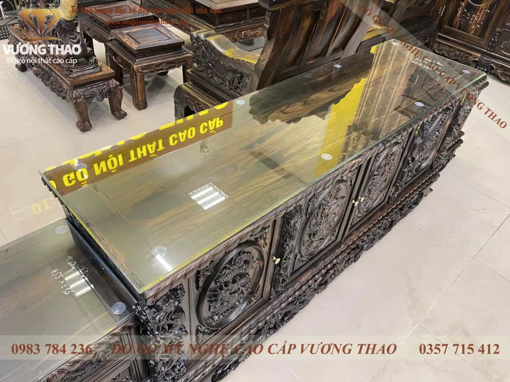 kệ tivi rồng phượng gỗ mun hoa (1663)