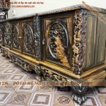 kệ tivi rồng phượng gỗ mun hoa (248)