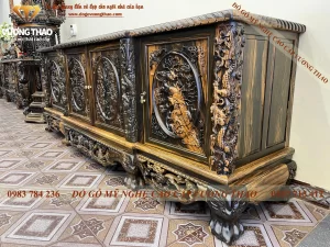 kệ tivi rồng phượng gỗ mun hoa (248)