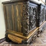kệ tivi rồng phượng gỗ mun hoa (250)