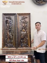 tranh lý ngư vọng nguyệt gỗ mun hoa (1436)