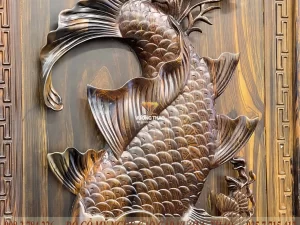 tranh lý ngư vọng nguyệt gỗ mun hoa (1438)