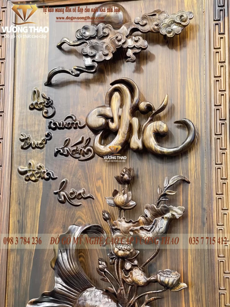 tranh lý ngư vọng nguyệt gỗ mun hoa (1440)