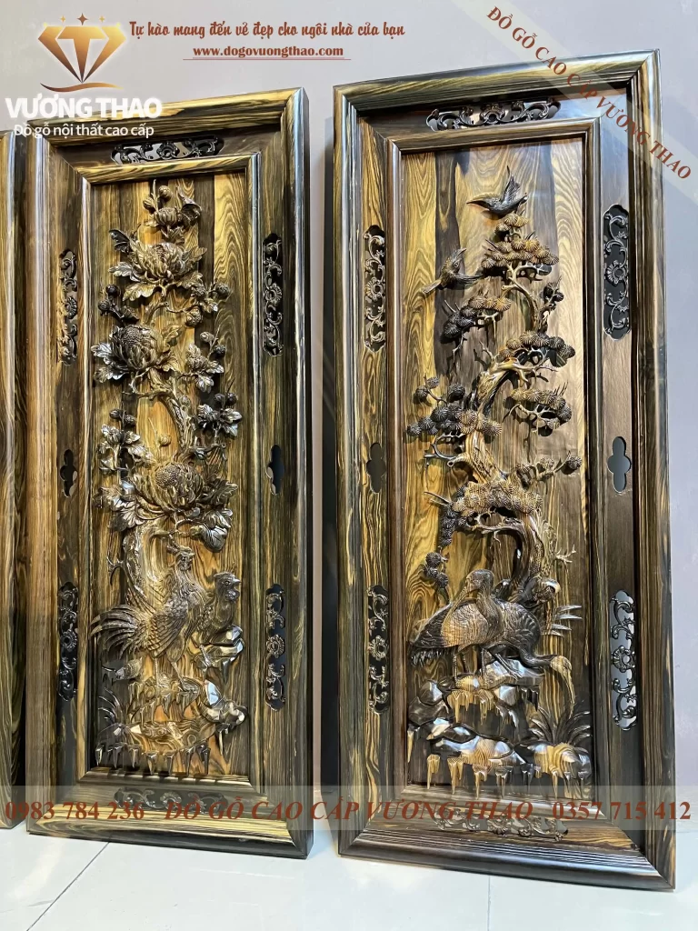 tranh tứ quý gỗ mun hoa (1622)