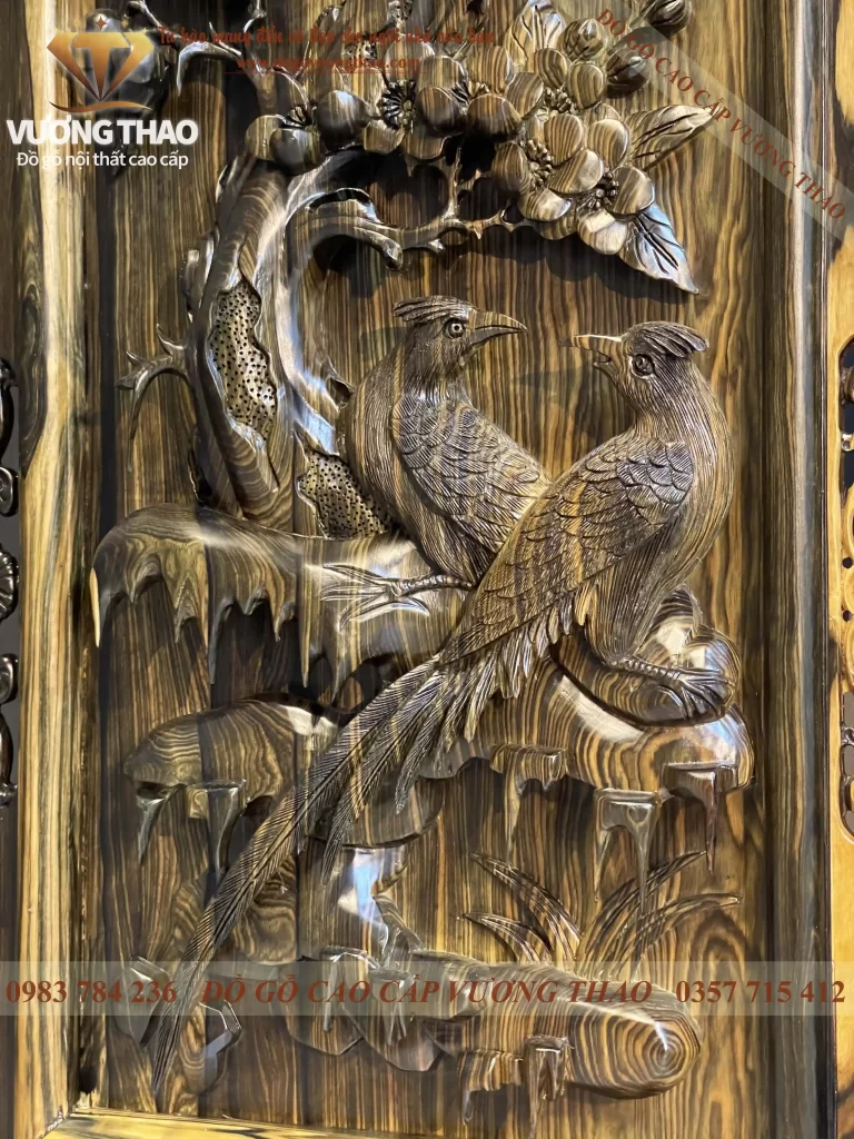 tranh tứ quý gỗ mun hoa (1623)