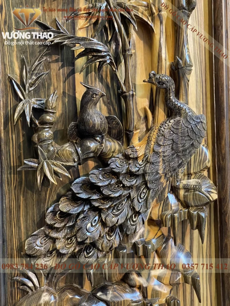 tranh tứ quý gỗ mun hoa (1624)