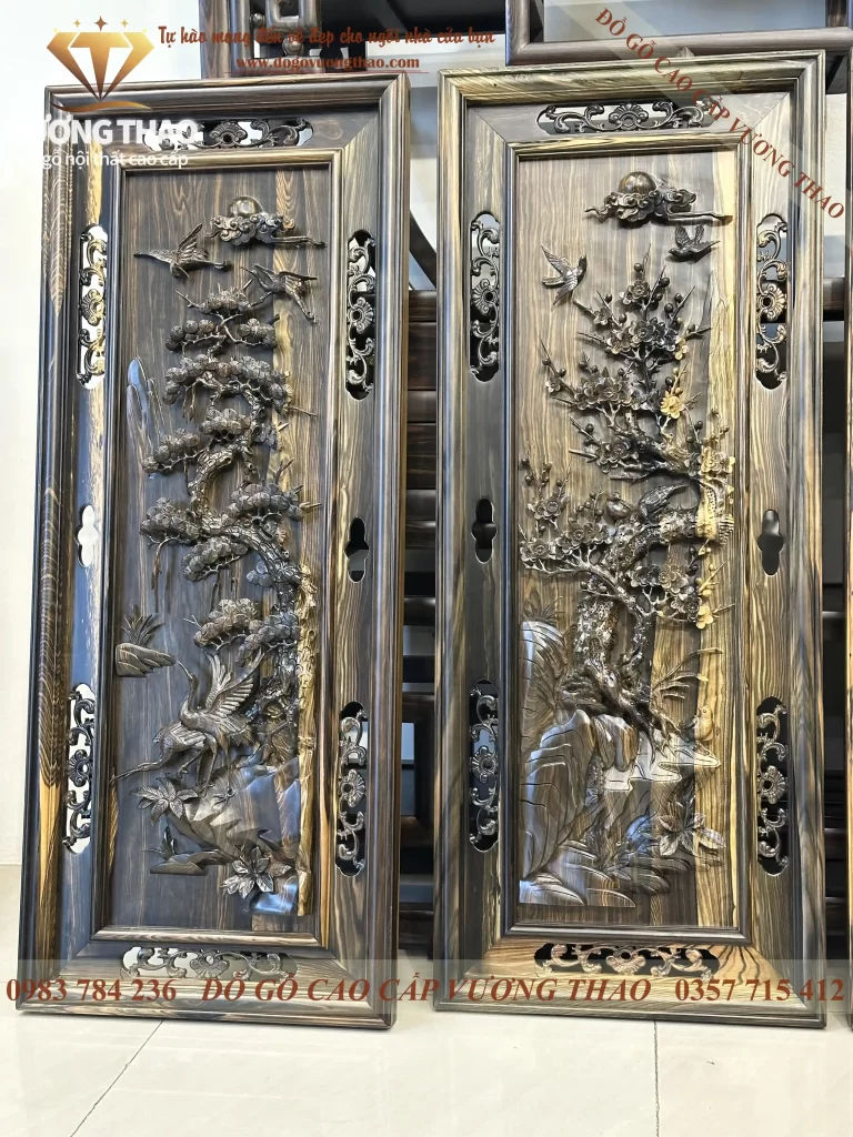 tranh tứ quý gỗ mun hoa (1882)
