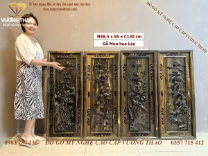tranh tứ quý gỗ mun hoa (2107)