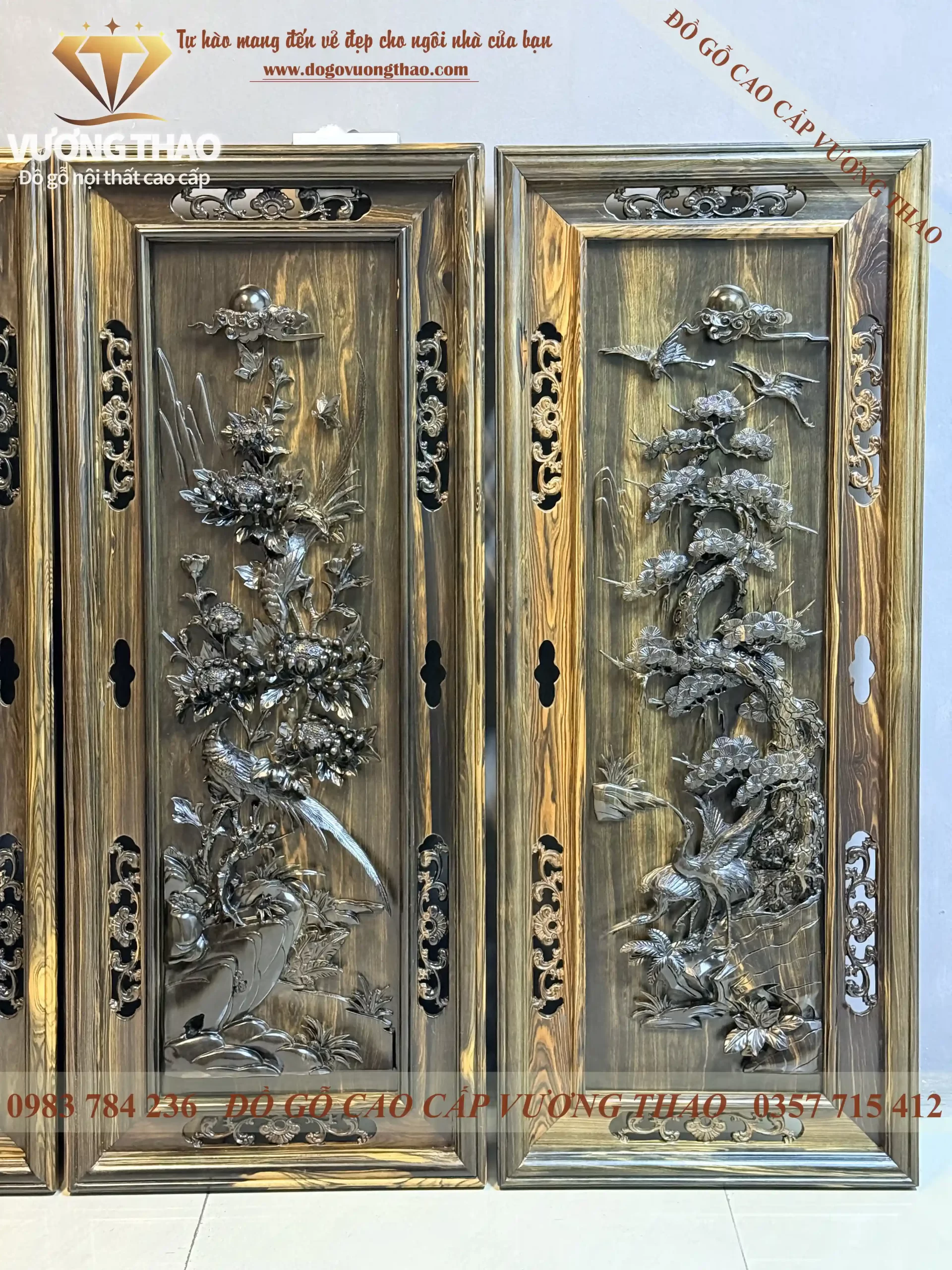 tranh tứ quý gỗ mun hoa (2108)