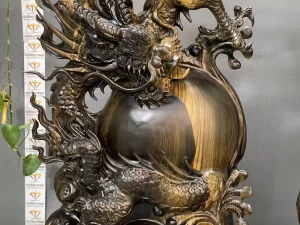 tượng nhất long chầu nguyệt gỗ mun hoa (244)