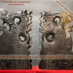 tượng nhất long chầu nguyệt gỗ mun hoa (245)