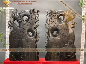 tượng nhất long chầu nguyệt gỗ mun hoa (245)