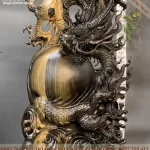 tượng nhất long chầu nguyệt gỗ mun hoa (246)