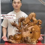 tượng nhất long chầu nguyệt gỗ nu hương (553)