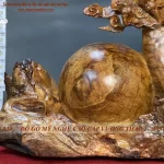 tượng nhất long chầu nguyệt gỗ nu hương (555)