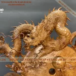 tượng nhất long chầu nguyệt gỗ nu hương (556)