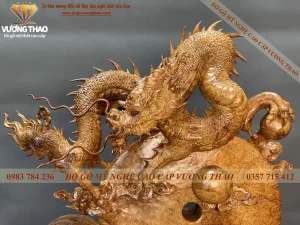 tượng nhất long chầu nguyệt gỗ nu hương (556)