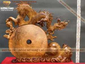 tượng nhất long chầu nguyệt gỗ nu hương (557)