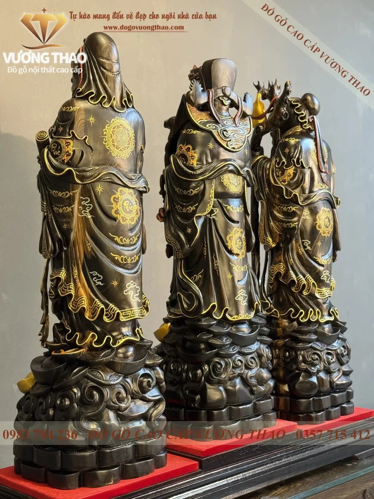 tượng tam đa gỗ mun hoa cao 80 (1931)