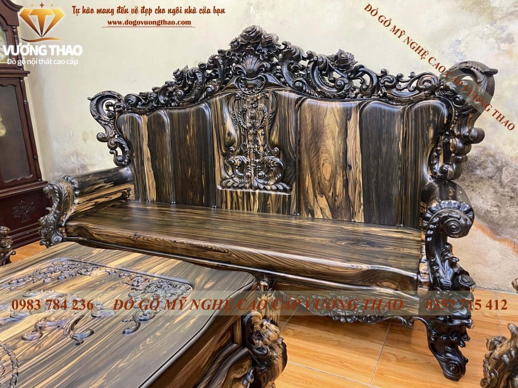 Bàn ghế Hoàng gia Tân cổ điển gỗ Mun hoa (4)