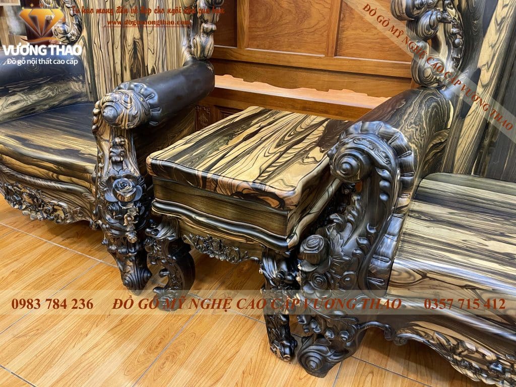 Bàn ghế Hoàng gia Tân cổ điển gỗ Mun hoa (6)