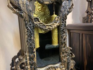 Đồng hồ cây Tứ Linh gỗ mun hoa 2m2 mẫu A