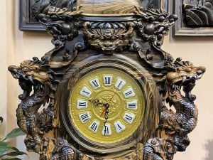 Đồng hồ cây Tứ Linh gỗ mun hoa 2m2 mẫu A