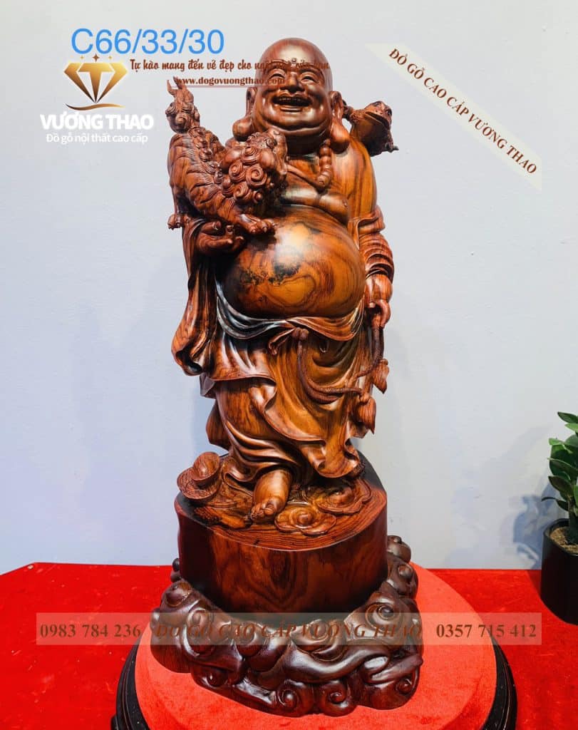 Tượng Phật Di Lặc ôm Nghê gỗ Trắc 4
