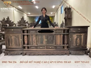 kệ tivi cột nho gỗ mun hoa (1609)