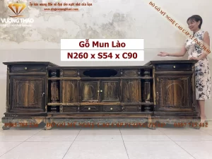 kệ tivi cột nho gỗ mun hoa (1614)