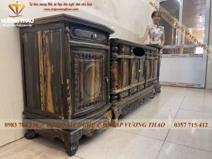 kệ tivi cột nho gỗ mun hoa (1615)