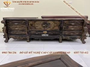 kệ tivi hoàng gia gỗ mun hoa (1025)