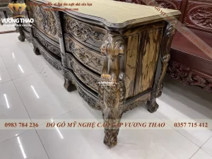 kệ tivi hoàng gia gỗ mun hoa (1026)