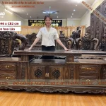 kệ tivi vát gỗ mun (588)