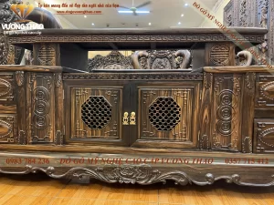 kệ tivi vát gỗ mun (590)