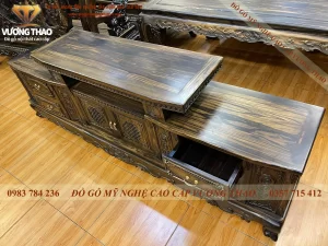 kệ tivi vát gỗ mun (591)