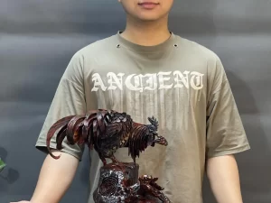 tượng gà trống gỗ trắc (175)