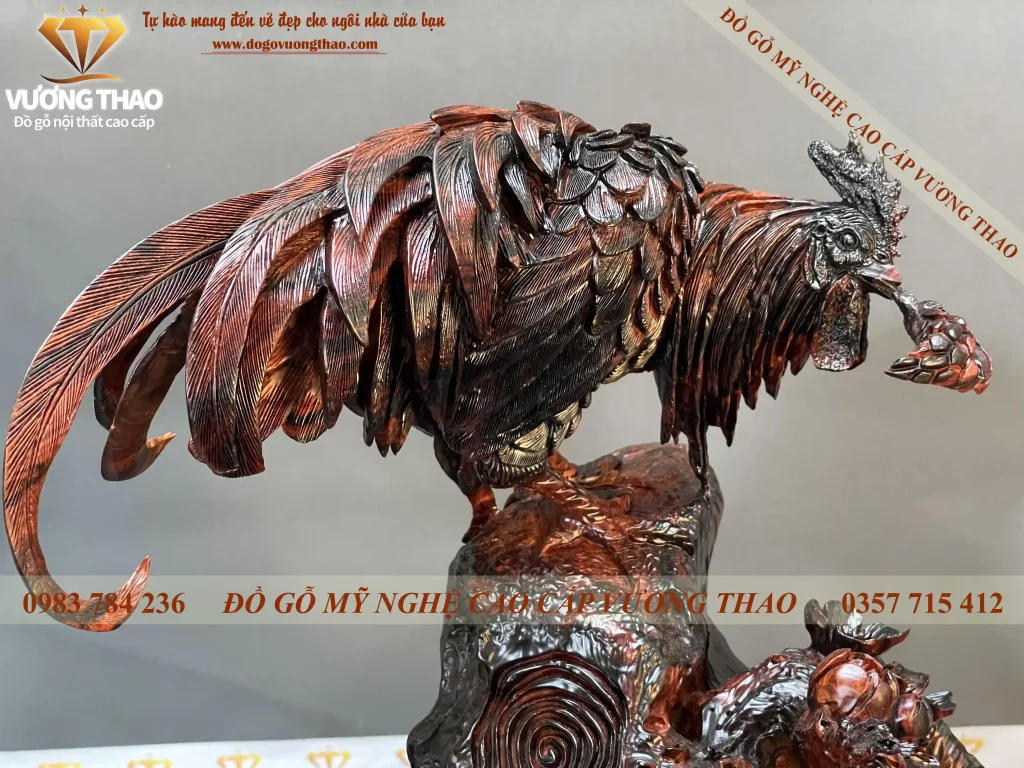 tượng gà trống gỗ trắc (176)