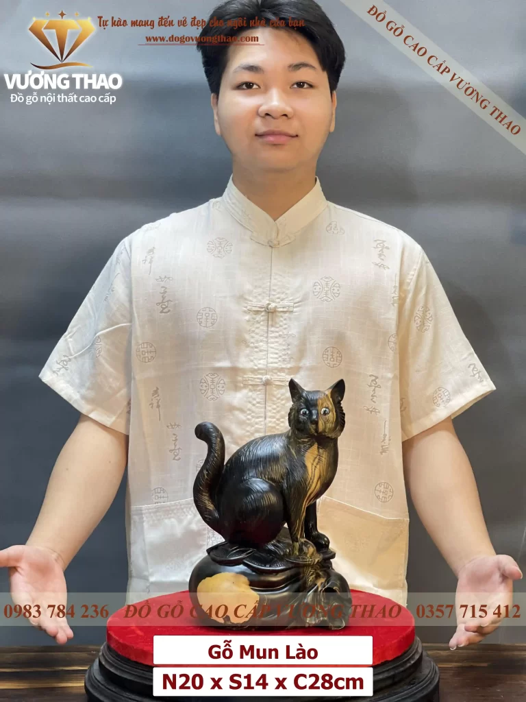 tượng mèo gỗ (143)